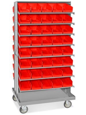 Mobile Gravity Shelf Bin Organizer - 7 x 12 x 4 Blue Bins