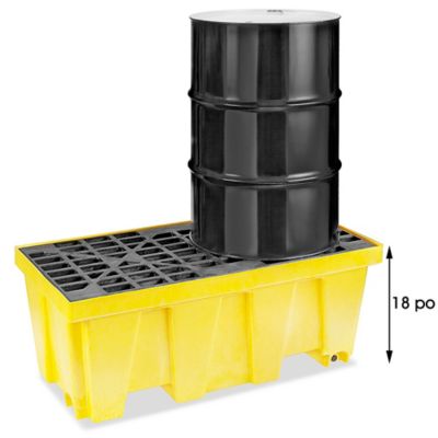 2 Drum Spill Containment Pallet with Drain H-4033