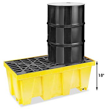 2 Drum Spill Containment Pallet with Drain H-4033