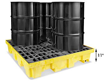 4 Drum Spill Containment Pallet with Drain H-4035