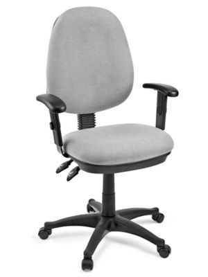 Grey office chair discount with adjustable arms