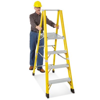 Fiberglass Platform Ladder - 12' Overall Height H-4135 - Uline