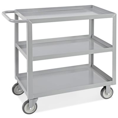 Uline Welded Steel Cart - 38 x 18 x 35", 3 Shelf H-4155