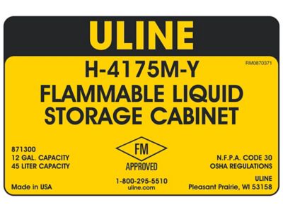 Stackable Flammable Storage Cabinet - Manual Doors, 12 Gallon