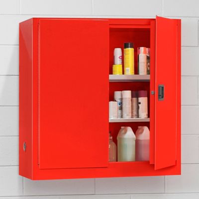 Mini Flammable Storage Cabinet - Manual Doors, Red