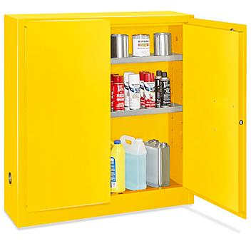 Wall-Mount Flammable Storage Cabinet - Manual Doors, Yellow, 20 Gallon H-4176M-Y
