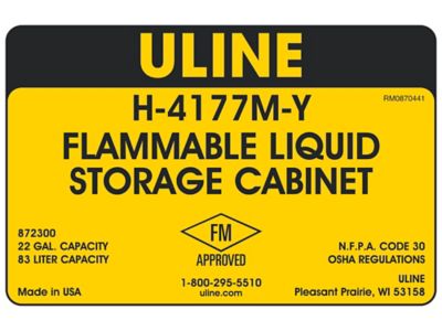 Flammable Storage Cabinet - Undercounter, Manual Doors, Yellow, 22