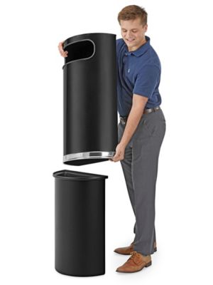 Side-Entry Trash Can - 9 Gallon, Black H-4178 - Uline