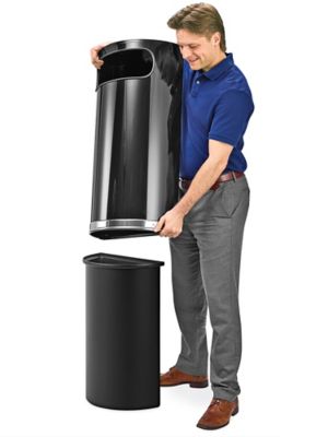 Side-Entry Trash Can - 9 Gallon, Black H-4178 - ULINE