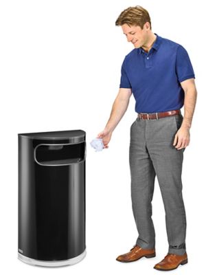 Side-Entry Trash Can - 9 Gallon, Black H-4178 - ULINE
