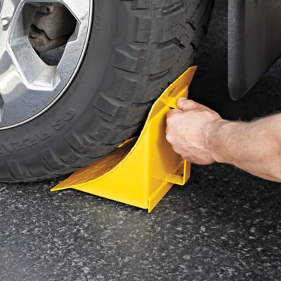 Steel Wheel Chocks with Handle - 7 1/2 x 7 1/2 x 8 1/2