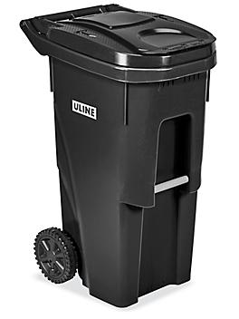 Uline Trash Can with Wheels - 35 Gallon, Black H-4202BL