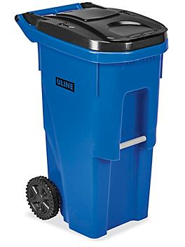 Uline Trash Can with Wheels - 35 Gallon, Blue H-4202BLU