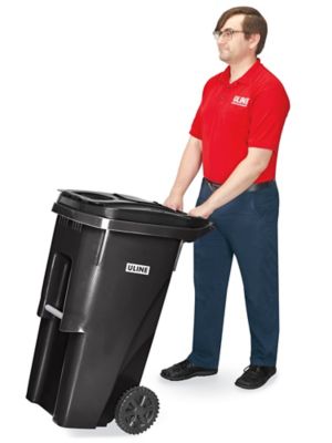 ULINE Trash Can with Wheels - 95 Gallon, Black - H-7938BL