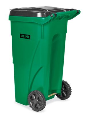 ULINE Trash Can with Wheels - 35 Gallon, Green - H-4202G