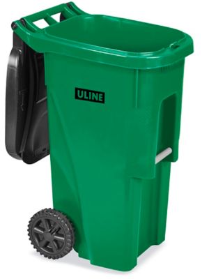 Uline Trash Can with Wheels - 35 Gallon, Green H-4202G - Uline