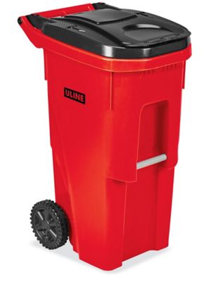 Uline Trash Can with Wheels - 35 Gallon, Green H-4202G - Uline