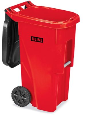 Uline Trash Can with Wheels - 35 Gallon, Red H-4202R - ULINE