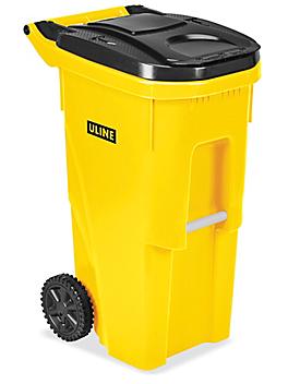 Uline Trash Can with Wheels - 35 Gallon, Yellow H-4202Y