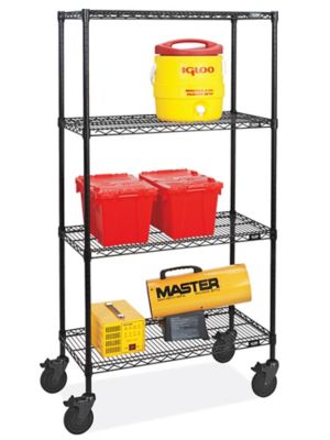 Black Mobile Shelving - 36 x 18 x 78", Black Casters H-4254BL-BL