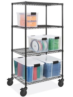 Black Mobile Shelving - 36 x 24 x 78", Black Casters H-4255BL-BL
