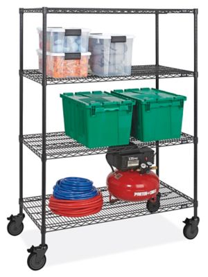 Black Mobile Shelving - 48 x 24 x 78", Black Casters H-4257BL-BL