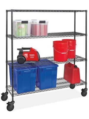 Black Mobile Shelving - 60 x 24 x 78", Black Casters H-4258BL-BL