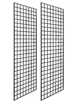 Set of 4 Gridwall Panels 2' x 6' Grid Wall Display Black Panel Steel Powder Coat 