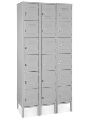 Uline Six Tier Lockers - 3 Wide, Unassembled, 36" Wide, 18" Deep, Gray H-4291GR