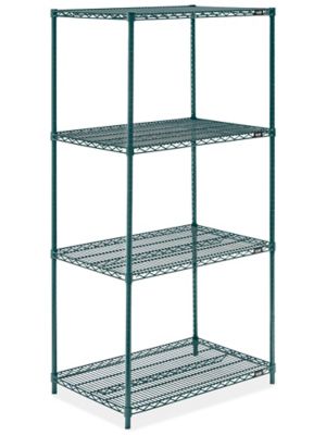 Epoxy Wire Shelving Unit - 36 x 24 x 72", Green H-4307G