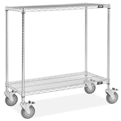 HUBERT® Stainless Steel 2-Shelf Medium Trolley Cart - 31 9/10L x 17 9/10W  x 33 5/8H