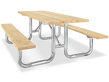 Wood Steel Frame Pressure-Treated Picnic Table - 6' H-4405