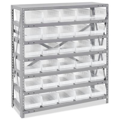 Shelf Bin Organizer - 36 x 12 x 39 with 7 x 12 x 4 Clear Bins