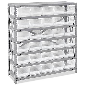 Shelf Bin Organizer - 36 x 12 x 39" with 7 x 12 x 4" Clear Bins H-4423