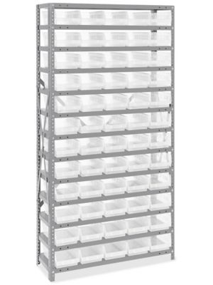 Shelf Bin Organizer - 36 x 12 x 75 with 7 x 12 x 4 Clear Bins - ULINE - H-4426