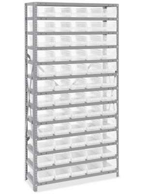 Shelf Bin Organizer - 36 x 12 x 75 with 8 x 12 x 4 1/2 White Corrugated  Bins