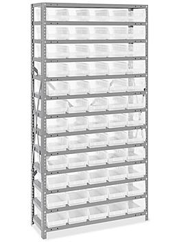 Shelf Bin Organizer - 36 x 12 x 75" with 7 x 12 x 4" Clear Bins H-4426