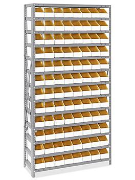 Shelf Bin Organizer - 36 x 12 x 75" with 4 x 12 x 4 1/2" White Corrugated Bins H-4431
