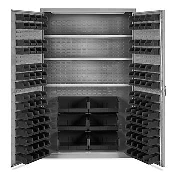 Bin Storage Cabinet - 48 x 24 x 78", 126 Black Bins H-4449BL