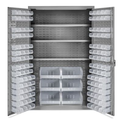 Bin Storage 48 x 24 x 78", 126 Clear Bins H4449C Uline