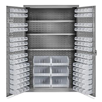 Bin Storage Cabinet - 48 x 24 x 78", 126 Clear Bins H-4449C