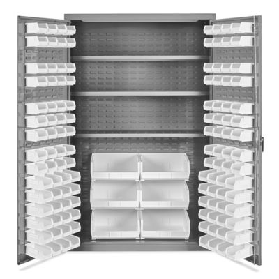 Bin Storage Cabinet - 48 x 24 x 78", 126 White Bins H-4449W