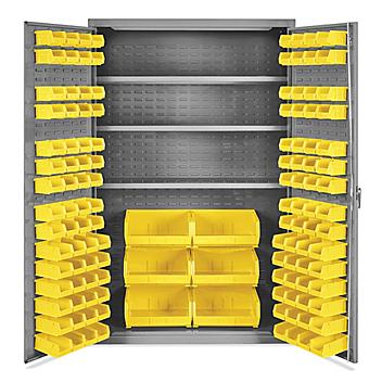 Bin Storage Cabinet - 48 x 24 x 78", 126 Yellow Bins H-4449Y