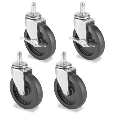 Rubber Caster Set for Media Carts - 4 x 15/16" H-4607-CAST