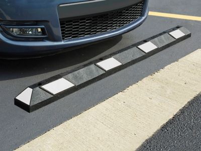 Parking Stop - 6', Rubber, Black/White H-4608B/W - Uline