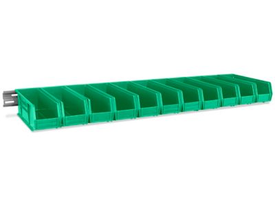 Wall Mount Single Rail - 48 x 3" with 11 x 4 x 4" Green Bins H-4682G
