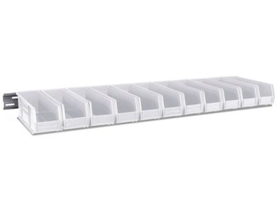 Wall Mount Single Rail - 48 x 3" with 11 x 4 x 4" White Bins H-4682W