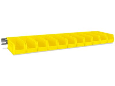 Wall Mount Single Rail - 48 x 3" with 11 x 4 x 4" Yellow Bins H-4682Y