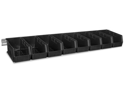 Wall Mount Single Rail - 48 x 3" with 11 x 5 1/2 x 5" Black Bins H-4684BL