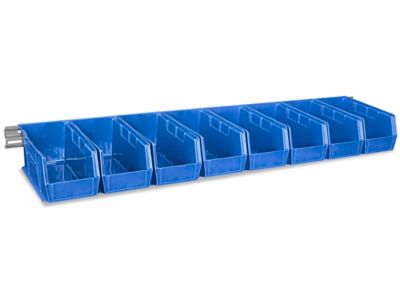 Wall Mount Single Rail 48 x 3 with 11 x 5 1 2 x 5 Blue Bins H 4684BLU Uline